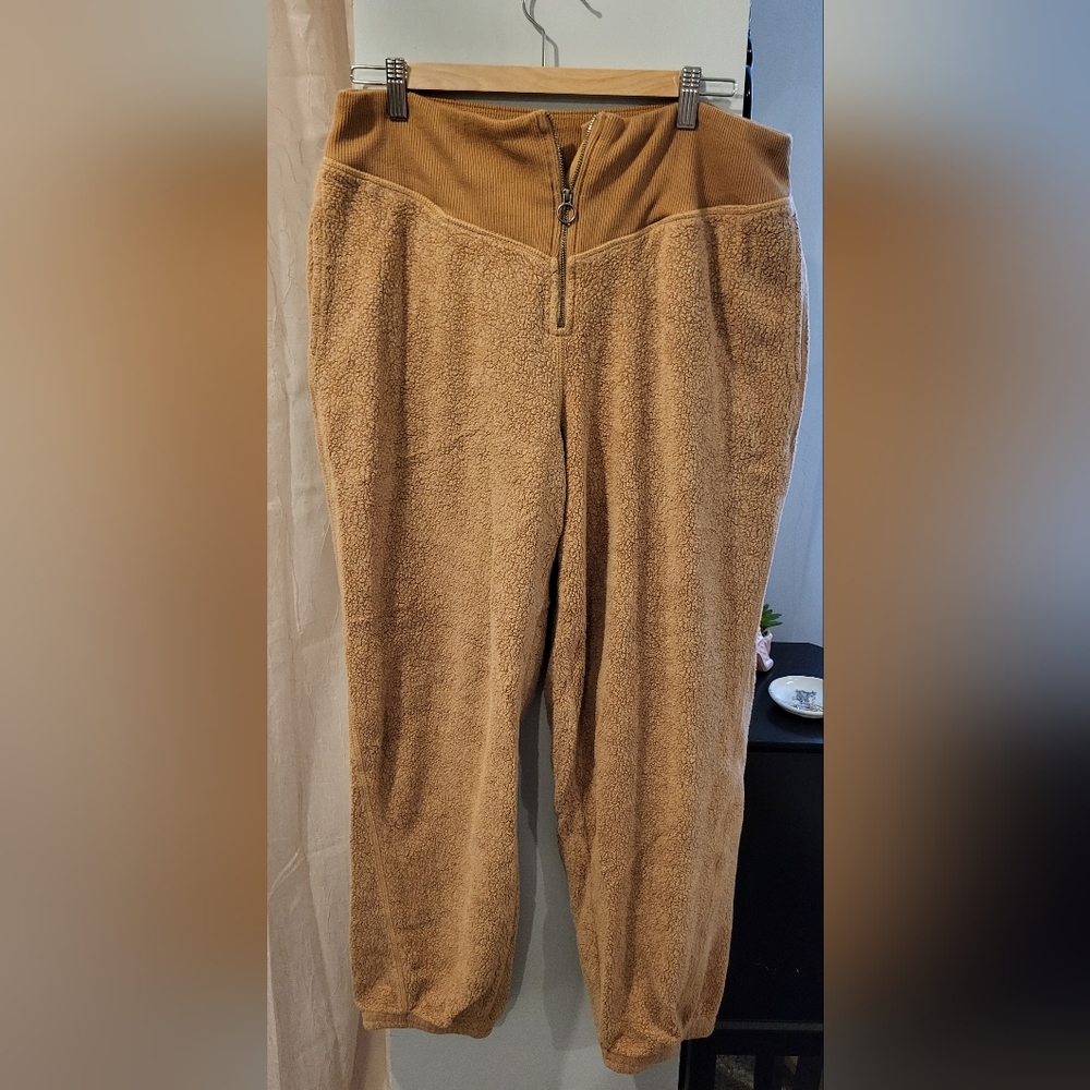 Womens Brown Sherpa Fleece Corset Joggers